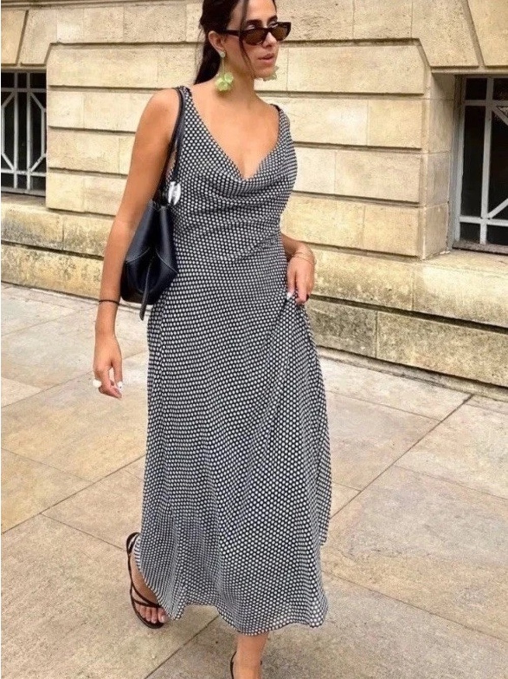 ZARA Polka Dot Maxi Dress - Picture 2 of 8